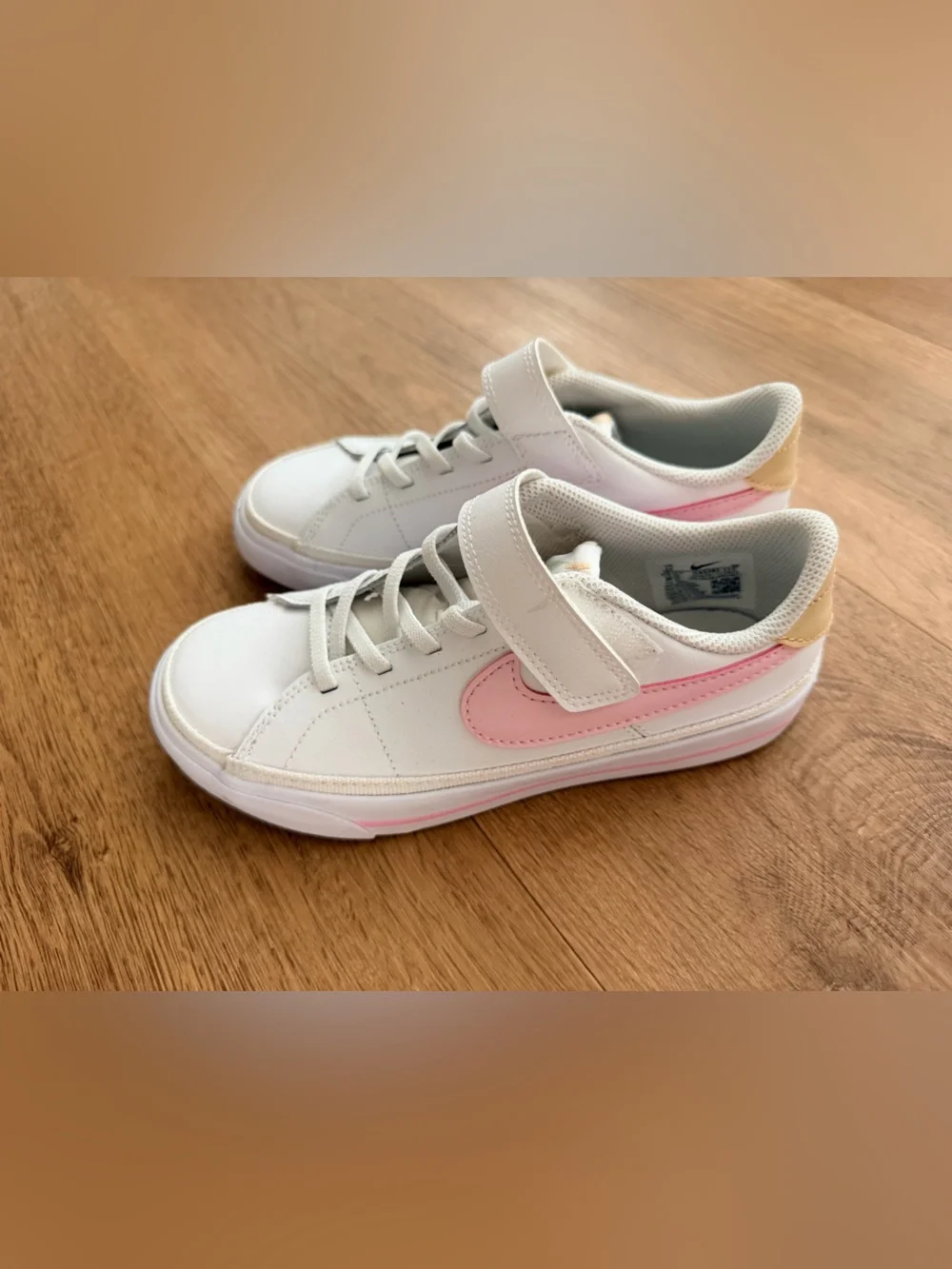 Nike White, Pink & Tan Kids Sneakers